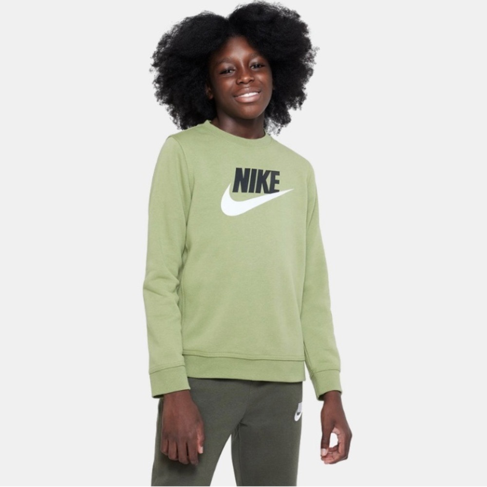 Nike Sweatshirt Youth L Green Crewneck Athleisure boys girls large swoosh soft‌